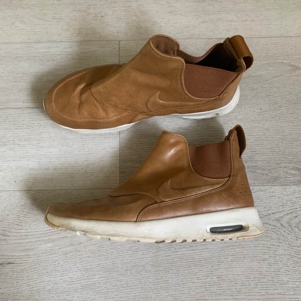 Nike Air Max Thea Chelsea Tan Leather Slip On Sneakers 819851-200